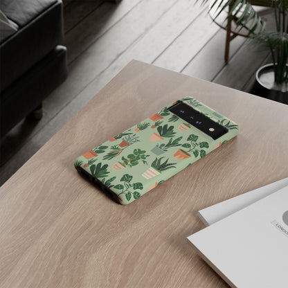 Plant Lover Phone Case | Cute Potted Plants Pattern | Botanical Aesthetic Tough Case
