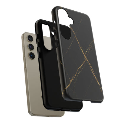 Black Marble Phone Case with Gold Veins – Luxury Minimal Aesthetic Tough Case