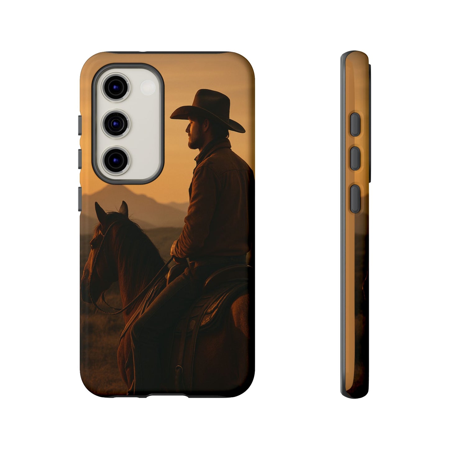 Western Cowboy Sunset Phone Case | Horse Rider Desert Aesthetic Tough Protective Case