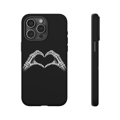 Skeleton Hands Heart Phone Case | Gothic Black Protective Cover