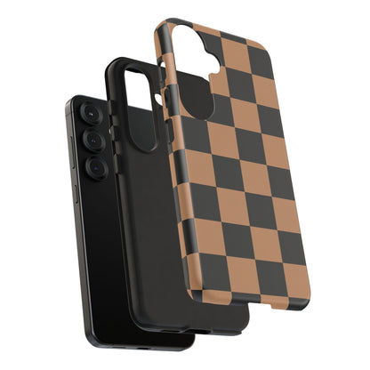 Brown Checkerboard Phone Case | Aesthetic Tough Protective Case
