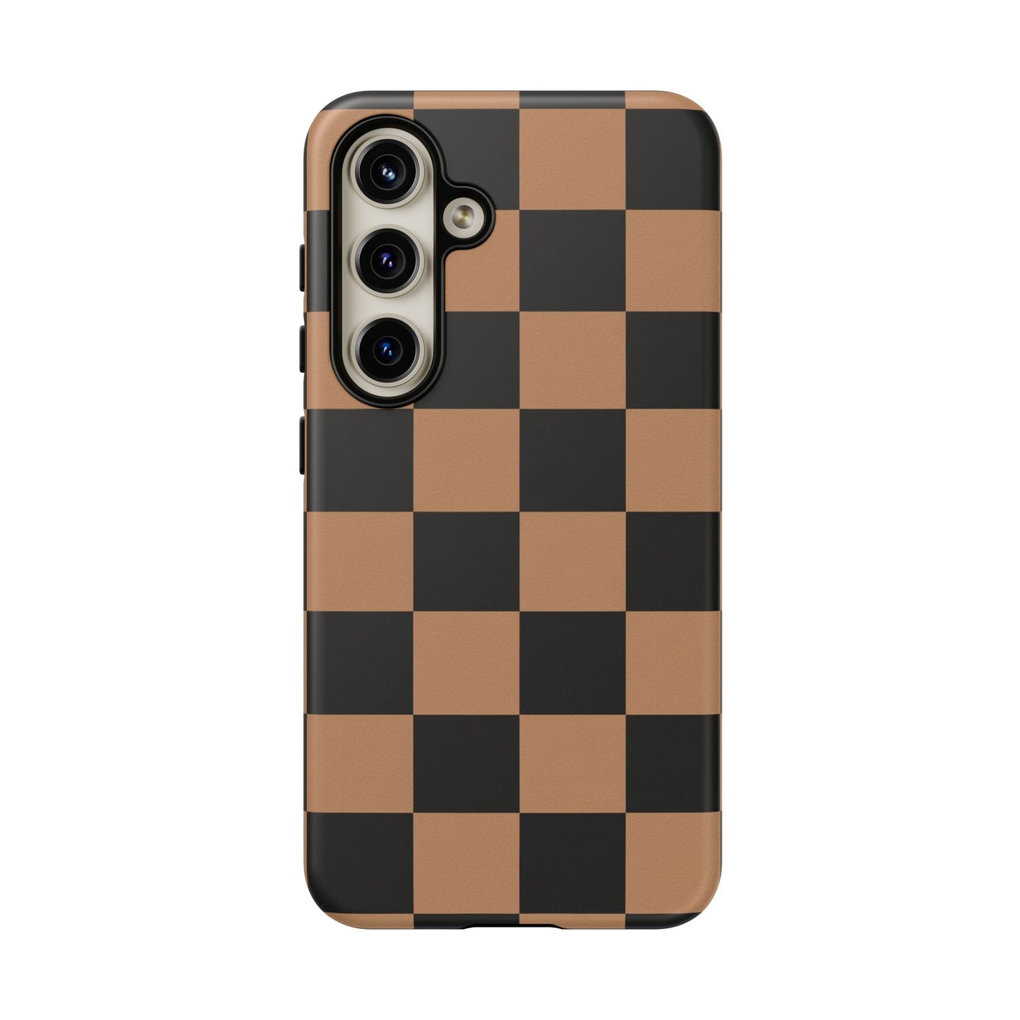 Brown Checkered Phone Case | Aesthetic Checkerboard iPhone & Samsung Tough Case
