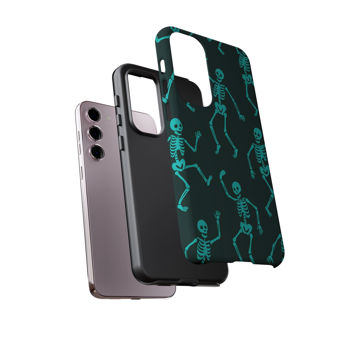 Dancing Teal Skeletons Phone Case | Tough Protective Case for Iphone, Samsung Galaxy and Pixel