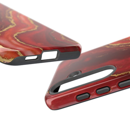 Red Agate Marble Phone Case with Gold Veins – Luxury Tough iPhone & Samsung Case