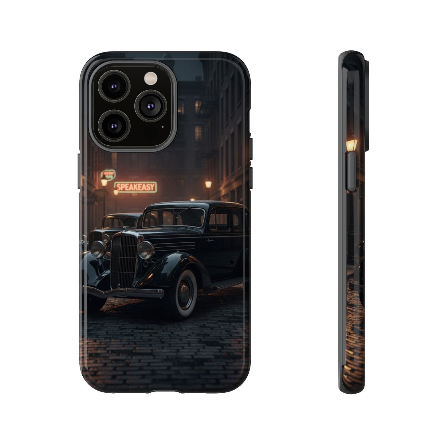 Vintage Classic Car Phone Case | Retro Noir Aesthetic | 1930s Street Scene Tough Case for iPhone & Samsung