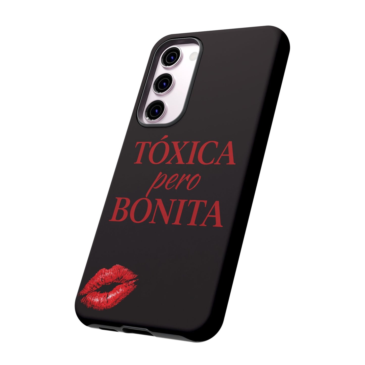 Toxica Pero Bonita Phone Case, Latina Quote Case, Red Lips Aesthetic, Spanish Saying Case, Trendy Tough Cover