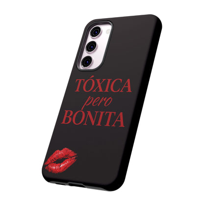 Toxica Pero Bonita Phone Case, Latina Quote Case, Red Lips Aesthetic, Spanish Saying Case, Trendy Tough Cover
