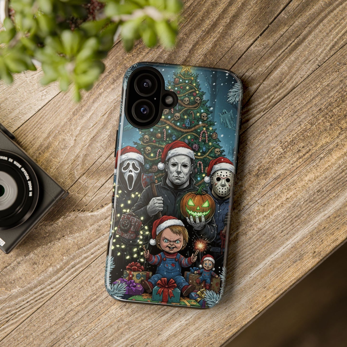 Christmas Horror Phone Case – Festive Slasher Collage Tough Case (iPhone, Samsung, Pixel)