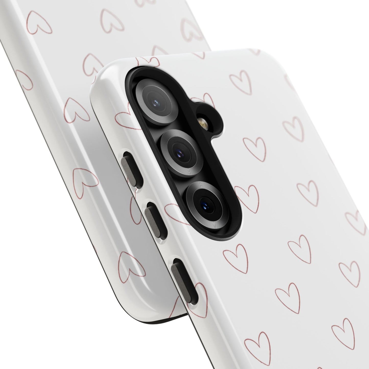 Hand-Drawn Hearts Tough Phone Case | Minimal Pink Heart Pattern