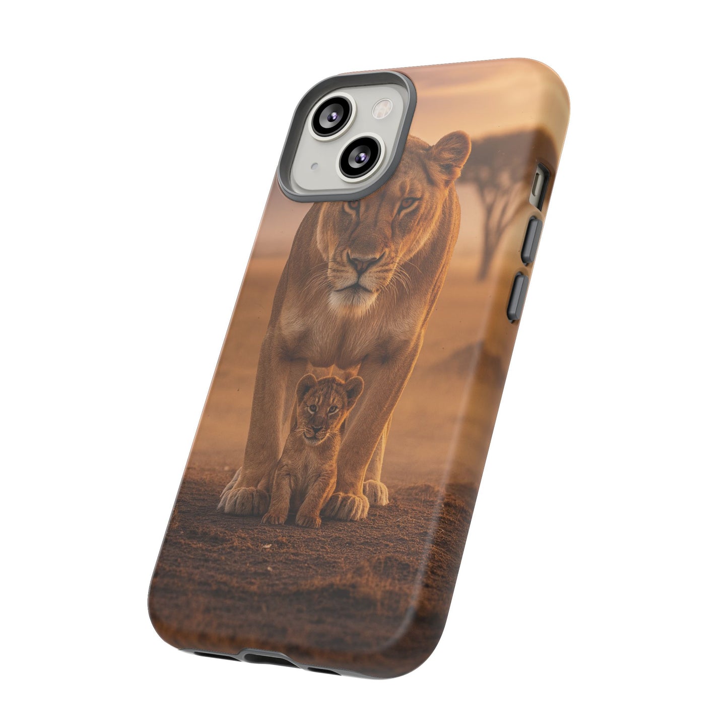 Lioness & Cub Phone Case | Safari Wildlife Tough Case for iPhone & Samsung