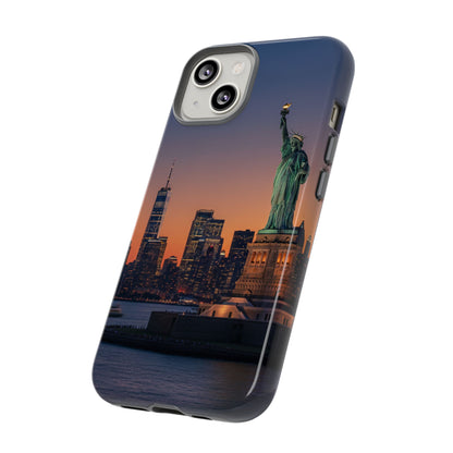 Statue of Liberty Sunset Phone Case – New York City Skyline Travel Aesthetic Tough Case
