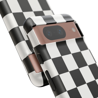 Black & White Checkerboard Phone Case – Classic Aesthetic Tough Protective Case