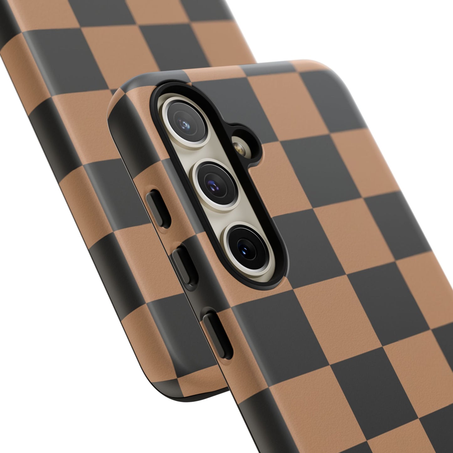 Brown Checkered Phone Case | Aesthetic Checkerboard iPhone & Samsung Tough Case