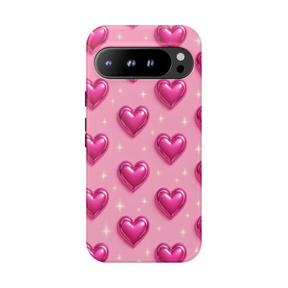 Pink Heart Pattern Phone Case | Tough Protective Case for Iphone, Samsung Galaxy and Pixel