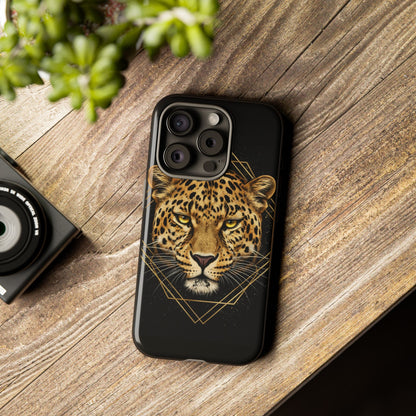 Leopard Phone Case – Black Gold Leopard Head Luxury Animal Tough Case