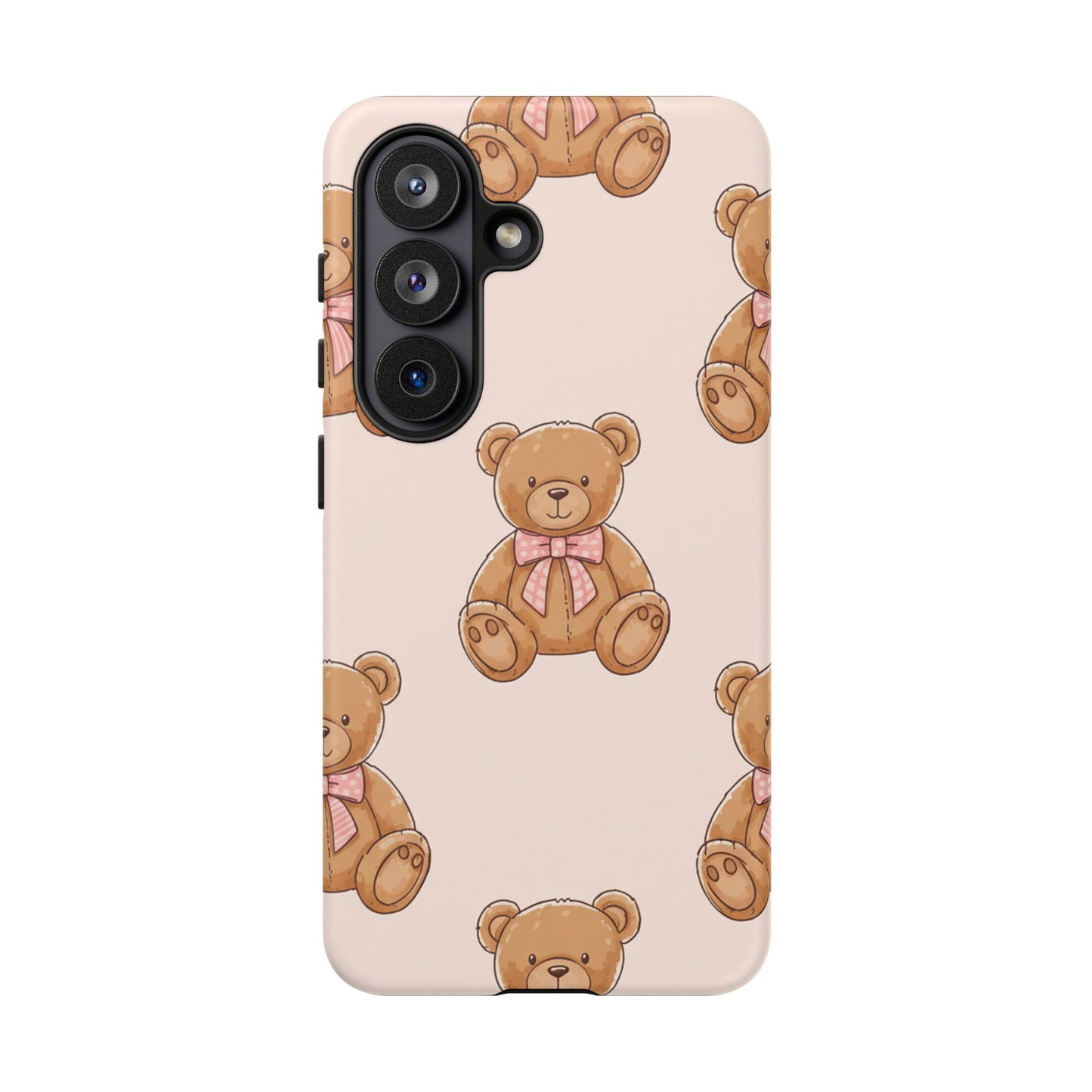Teddy Bear Phone Case | Cute Coquette Aesthetic Pink Bear Pattern Case | Kawaii Soft Girl iPhone & Samsung Tough Protective Case