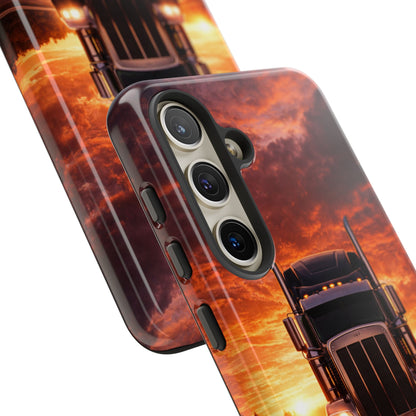 Big Rig Truck Phone Case Sunset Highway Semi Truck iPhone Samsung Cover
