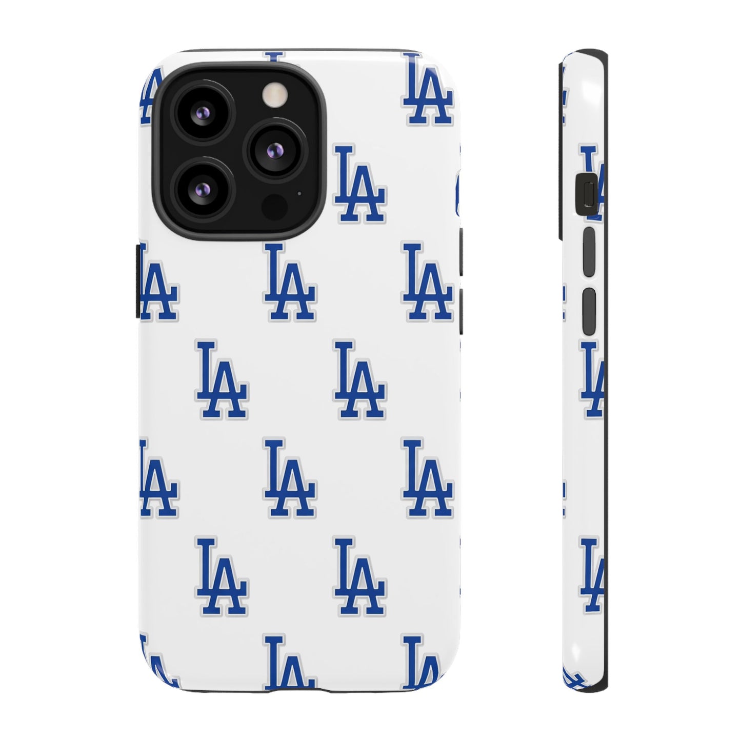 Blue LA Monogram Pattern Phone Case | Minimal Baseball Inspired Tough Cover