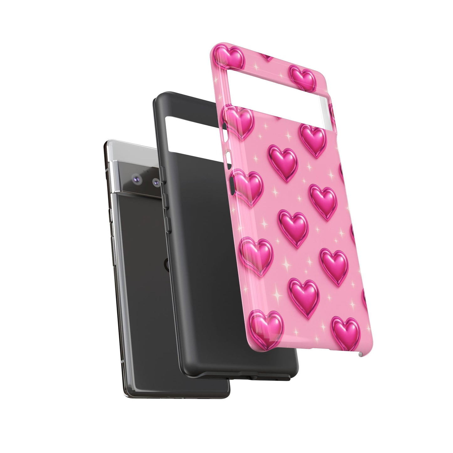 Pink Heart Pattern Phone Case | Tough Protective Case for Iphone, Samsung Galaxy and Pixel