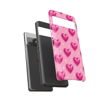 Pink Heart Pattern Phone Case | Tough Protective Case for Iphone, Samsung Galaxy and Pixel