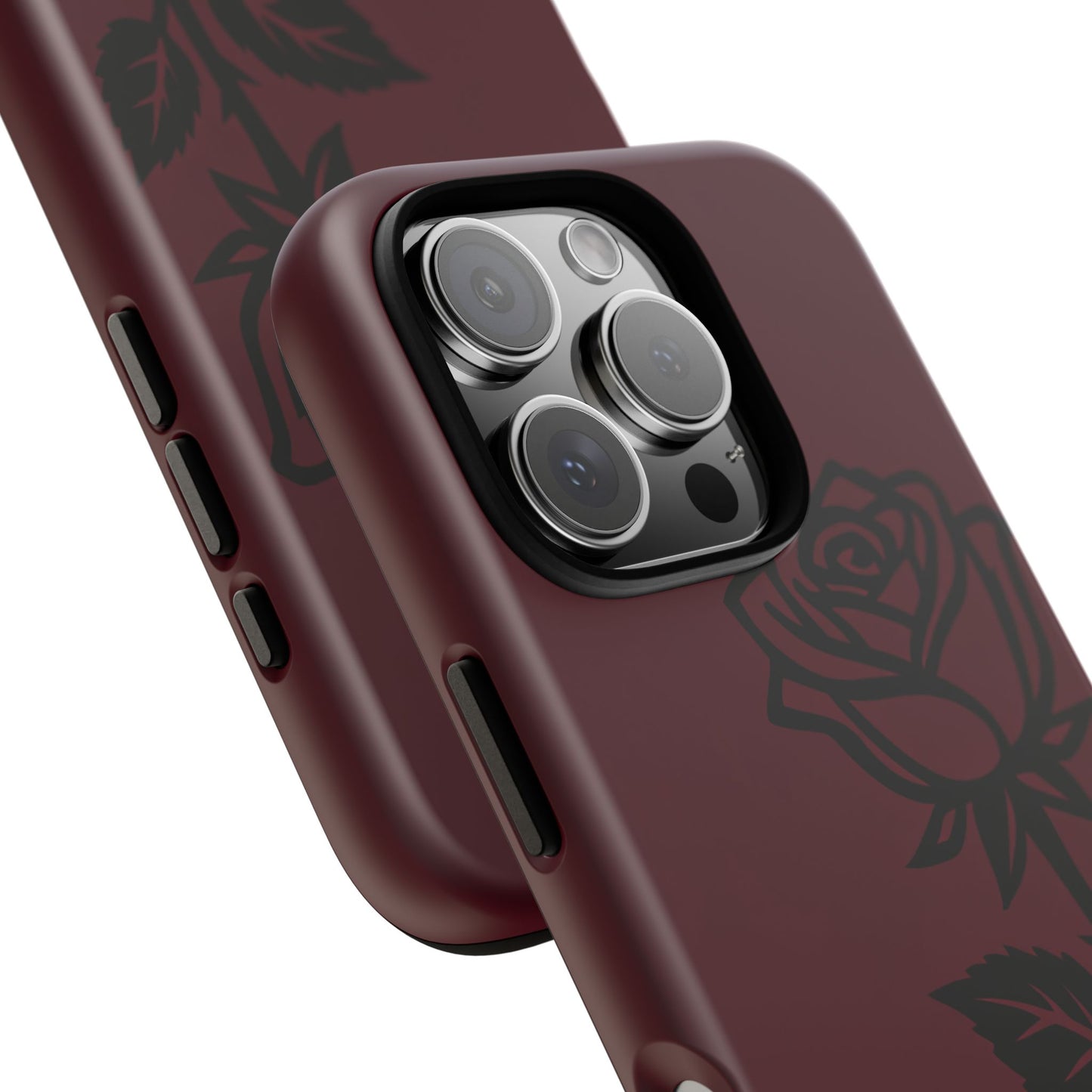 Black Rose Burgundy iPhone Case | Dark Aesthetic Shockproof Protective Cover