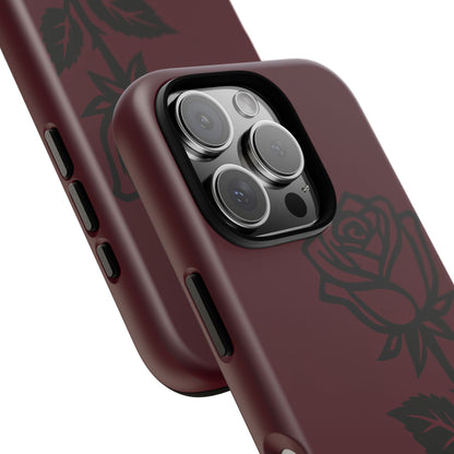 Black Rose Burgundy iPhone Case | Dark Aesthetic Shockproof Protective Cover