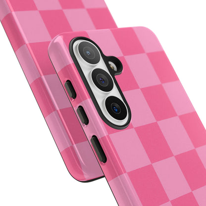 Pink Checkerboard Phone Case | Cute Aesthetic Checkered iPhone & Samsung Tough Case