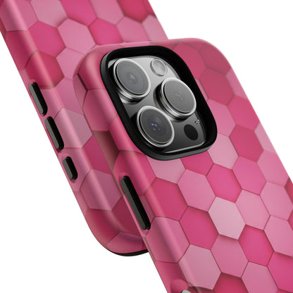 Hot Pink Hexagon Phone Case | Honeycomb Geometric Aesthetic | Cute Pink iPhone & Samsung Tough Protective Case