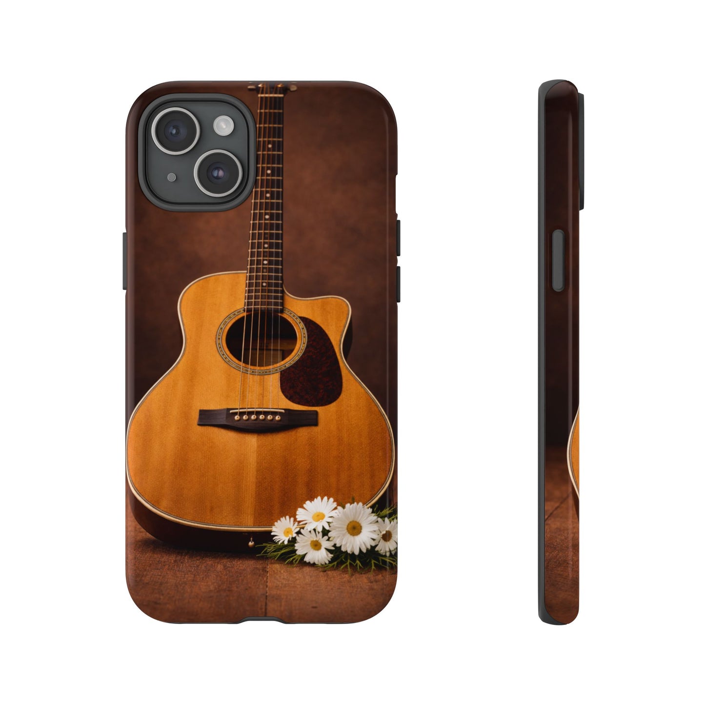 Acoustic Guitar Daisy Phone Case | Rustic Music Lover Tough Cover