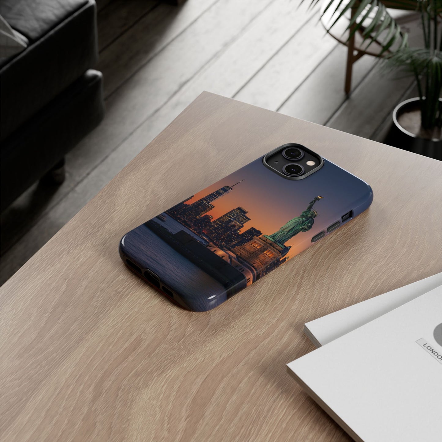 Statue of Liberty Sunset Phone Case – New York City Skyline Travel Aesthetic Tough Case