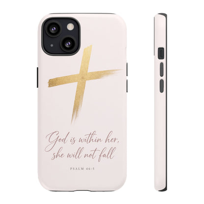 Psalm 46:5 God Is Within Her Christian Cross Phone Case Faith Gift