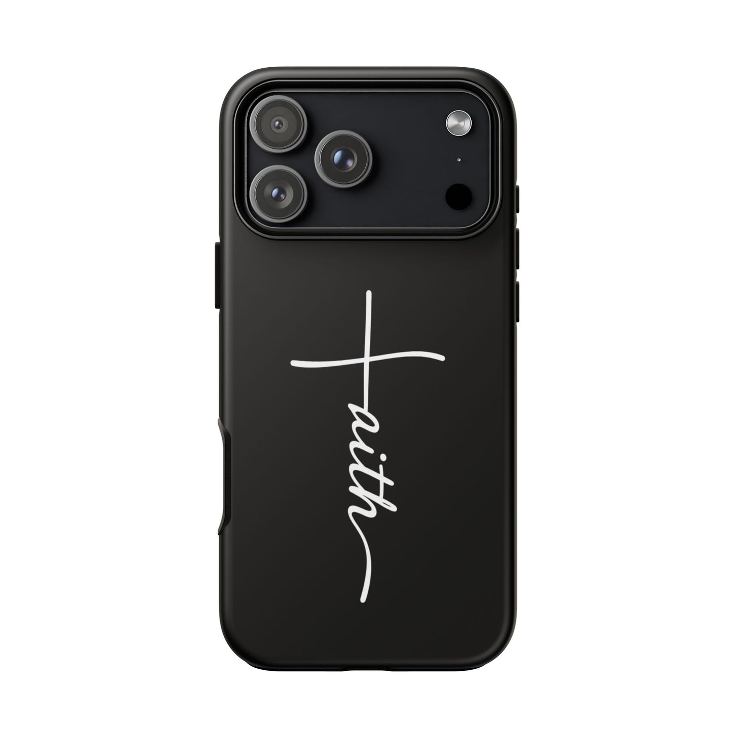 Faith Cross Phone Case, Christian Aesthetic Minimalist Black Matte Case, Religious Gift iPhone Samsung Cover