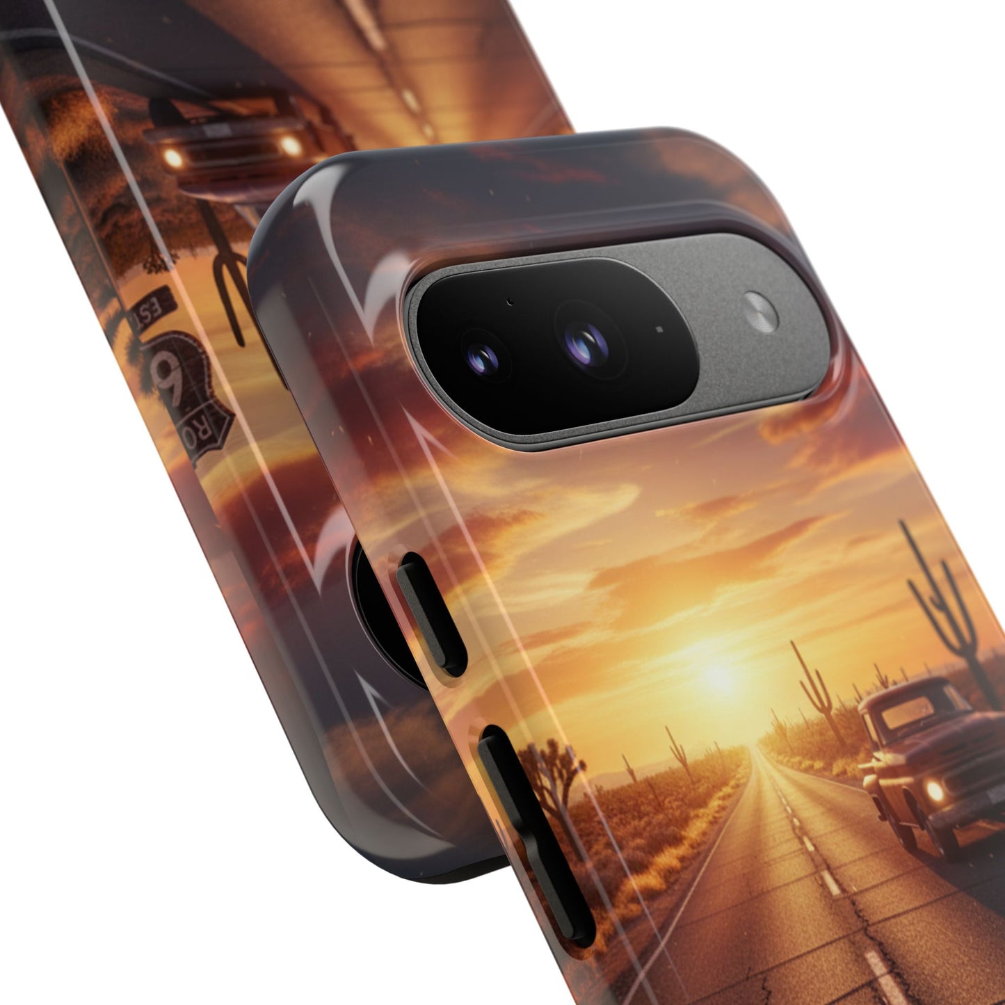 Route 66 Sunset Desert Highway Phone Case – Road Trip Travel Aesthetic Tough Case