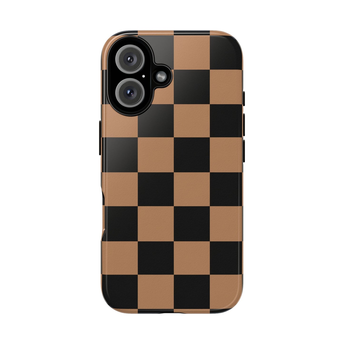 Brown Checkered Phone Case | Aesthetic Checkerboard iPhone & Samsung Tough Case