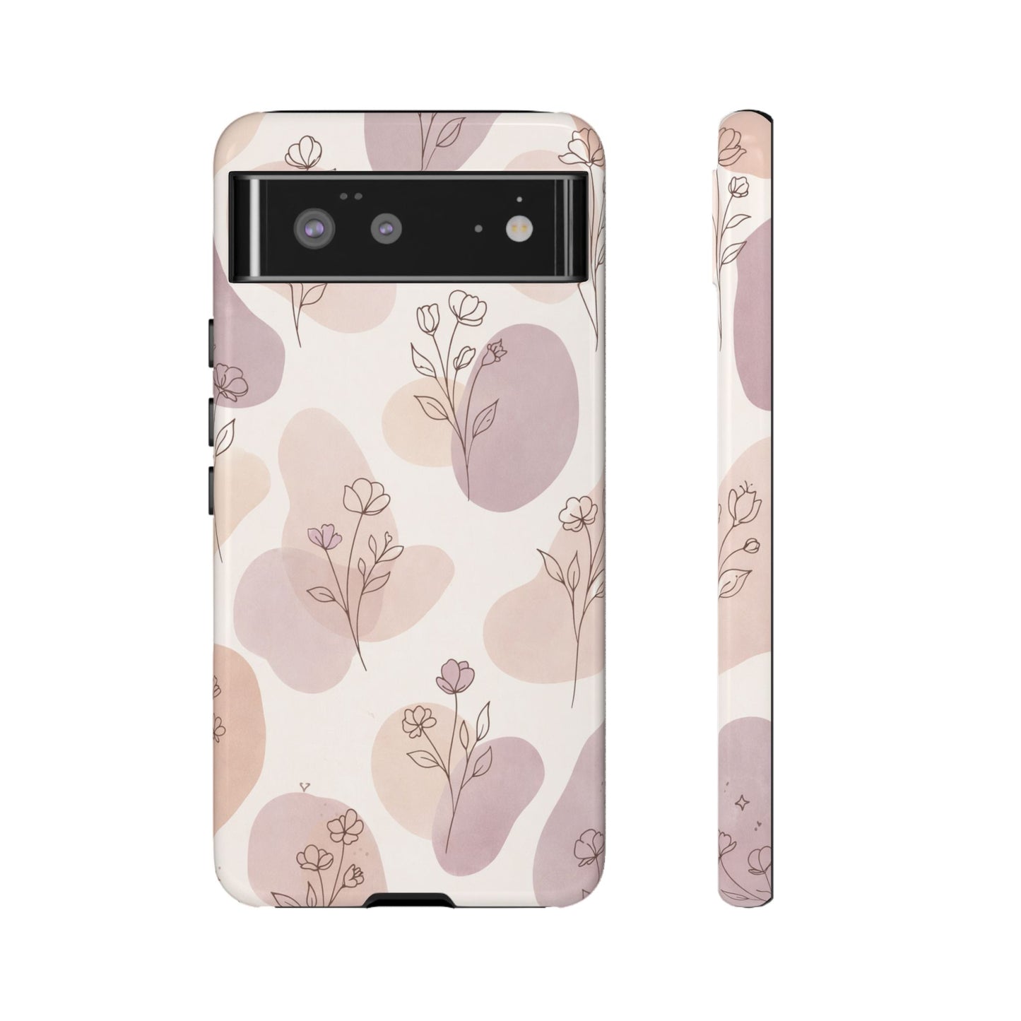 Blush Floral Phone Case Neutral Botanical Watercolor Tough Cover