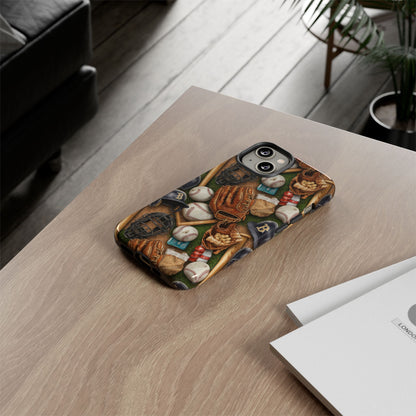 Baseball Gear Collage Phone Case – Vintage Baseball Equipment Sports Tough Case