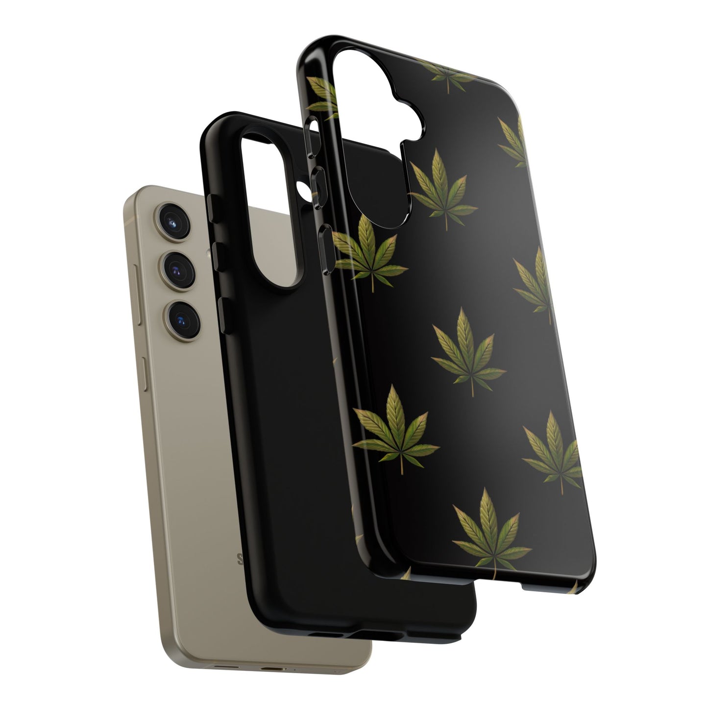 Cannabis Leaf Phone Case Green Weed Leaf Pattern Tough Protective Cover