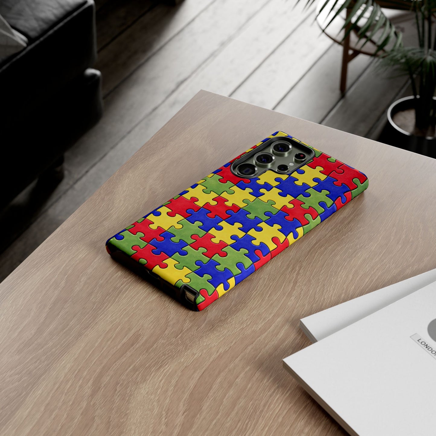 Colorful Puzzle Phone Case, Autism Awareness Jigsaw Design, Tough Protective Case, iPhone & Samsung Case, Vibrant Puzzle Pattern