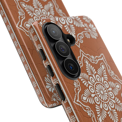 Talavera Terracotta Phone Case | Mexican Floral Pattern iPhone & Samsung Tough Case | Boho Clay Aesthetic Cover