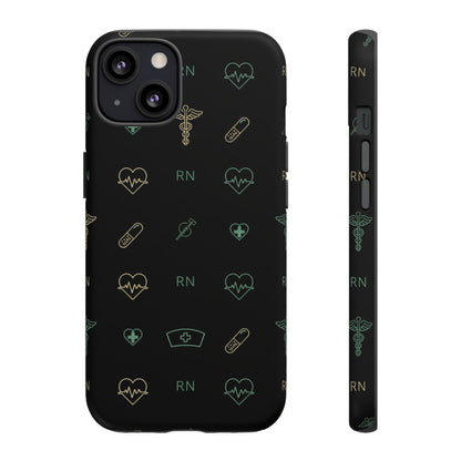 RN Nurse Phone Case – Minimal Medical Icon Pattern Healthcare Worker Tough Case