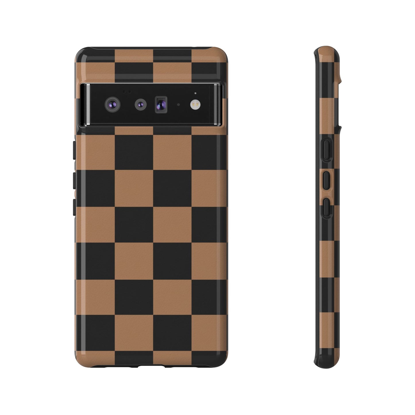 Brown Checkered Phone Case | Aesthetic Checkerboard iPhone & Samsung Tough Case