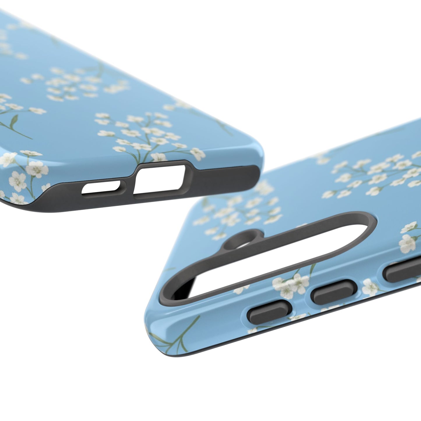 Baby’s Breath Floral Phone Case – Blue Minimal Flower Aesthetic Tough Case