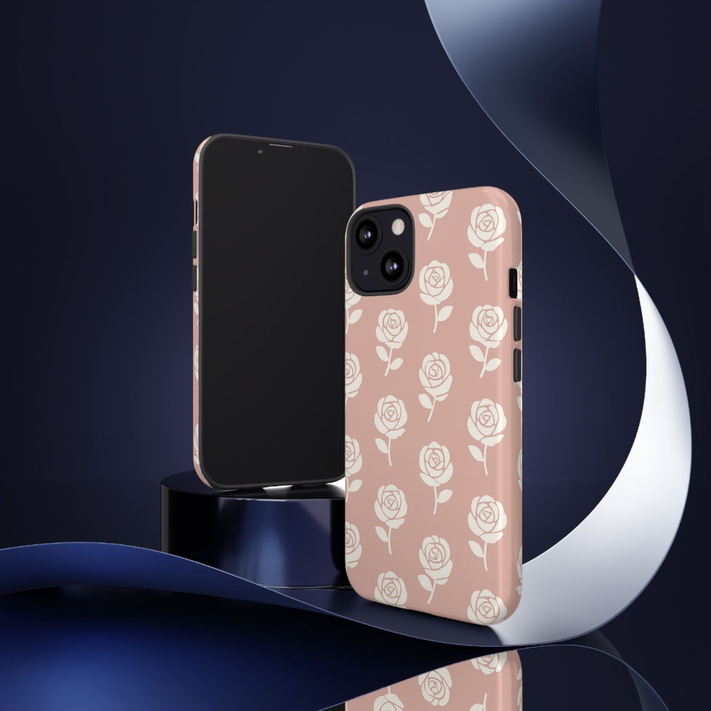 White Rose Pattern Tough Phone Case | Elegant Floral Aesthetic Case for Iphone, Samsung Galaxy and Pixel