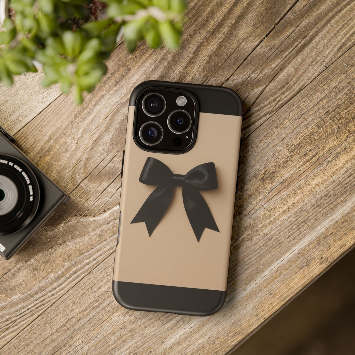 Black Bow Phone Case | Elegant Coquette Bow Design | Chic Neutral Tough Case for iPhone & Samsung