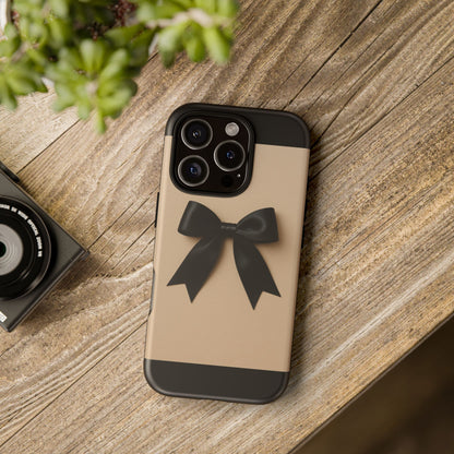Black Bow Phone Case | Elegant Coquette Bow Design | Chic Neutral Tough Case for iPhone & Samsung