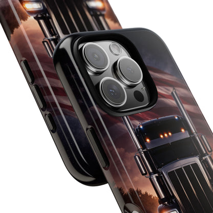 Semi Truck Phone Case American Flag Big Rig Trucker Gift iPhone Samsung