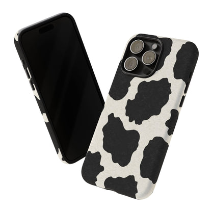 Black & White Cow Print Phone Case | Western Aesthetic iPhone & Samsung Tough Case