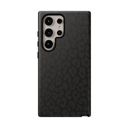 Black Leopard Phone Case | Black on Black Leopard Print Tough iPhone & Samsung Case | Matte or Glossy Protective Cover