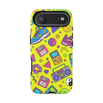 90s Retro Neon Phone Case – Y2K Nostalgia Colorful Icons Tough Protective Case