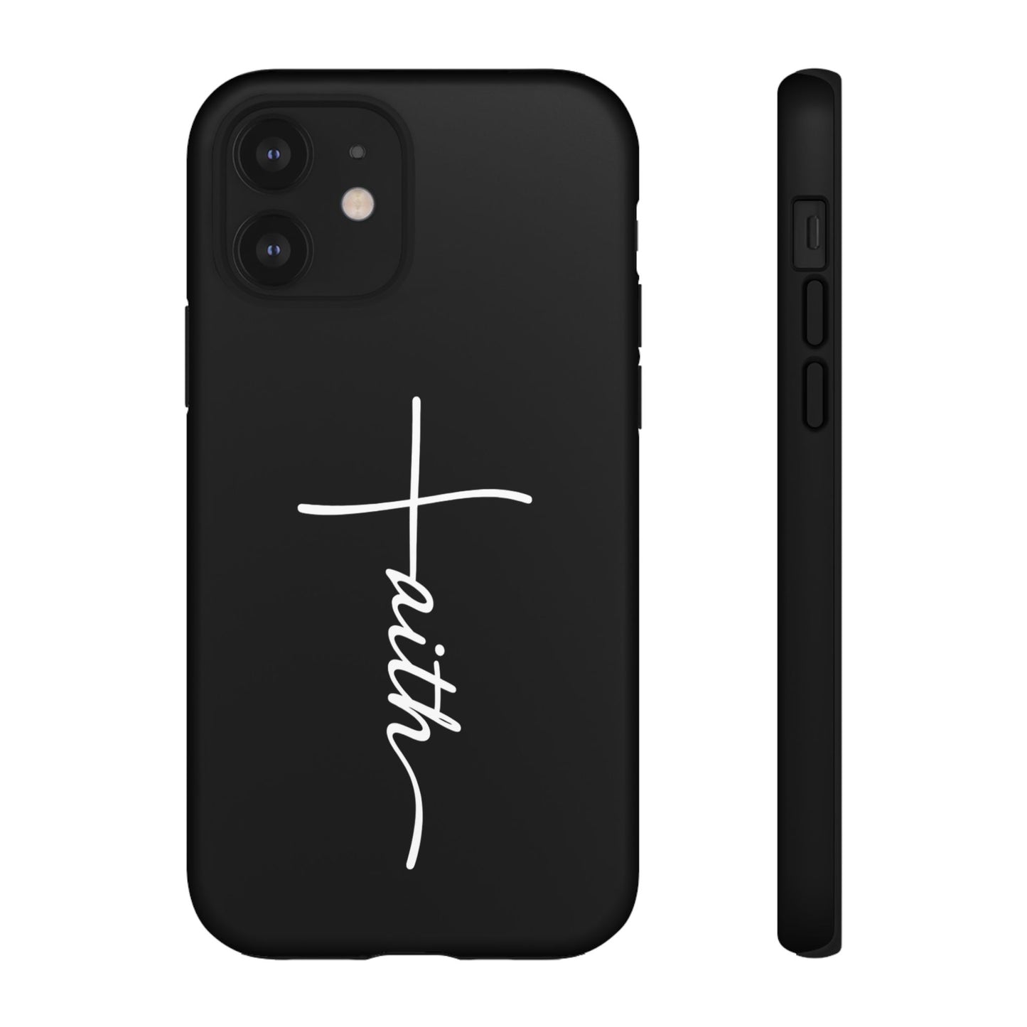 Faith Cross Phone Case, Christian Aesthetic Minimalist Black Matte Case, Religious Gift iPhone Samsung Cover